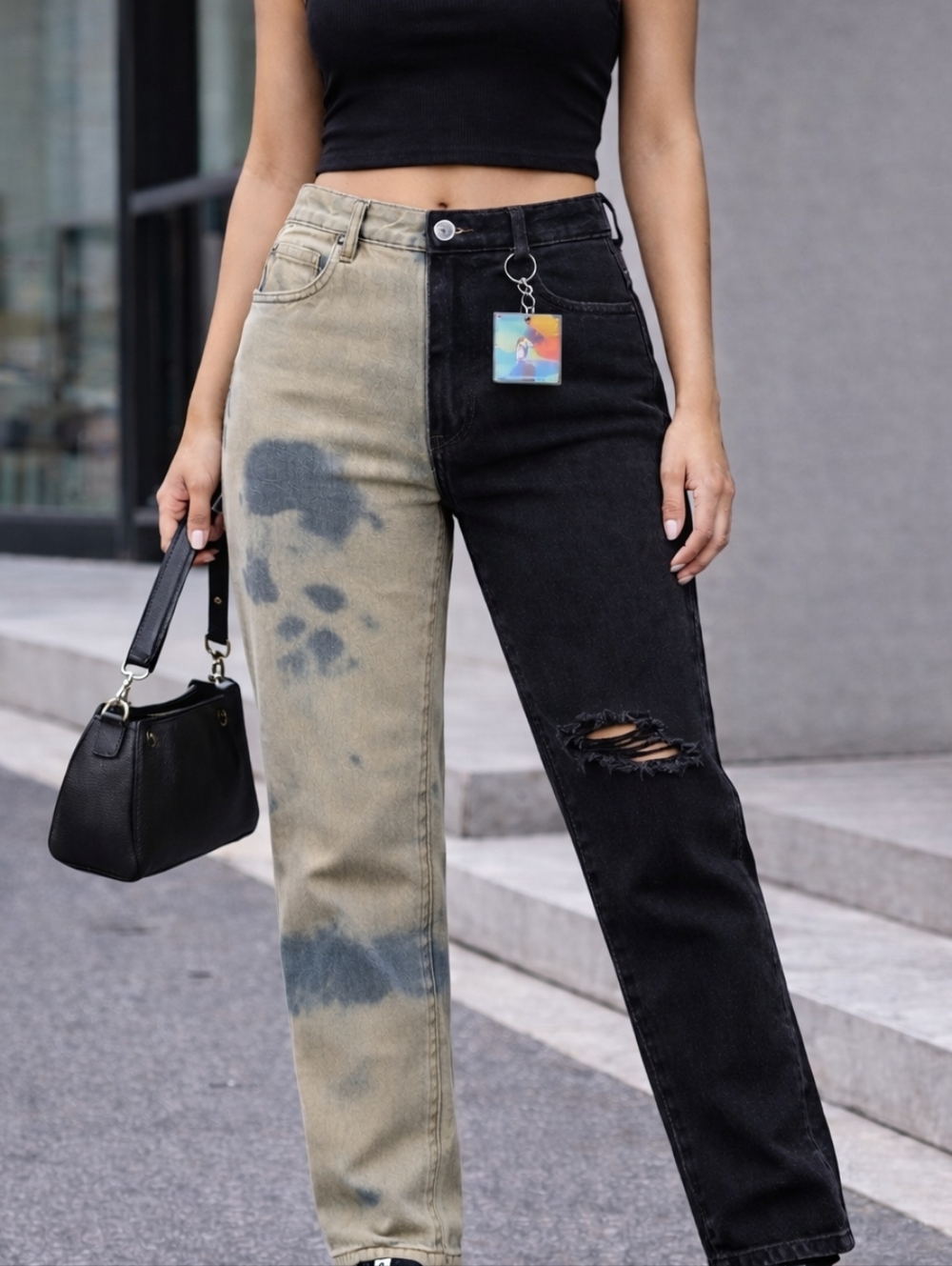 Custom Made One Of A Kind Two-Tone Designer Custom Made Denim Jeans